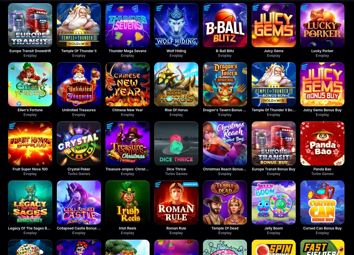 Fridayroll Mobile Casino Spielauswahl auf dem Smartphone
